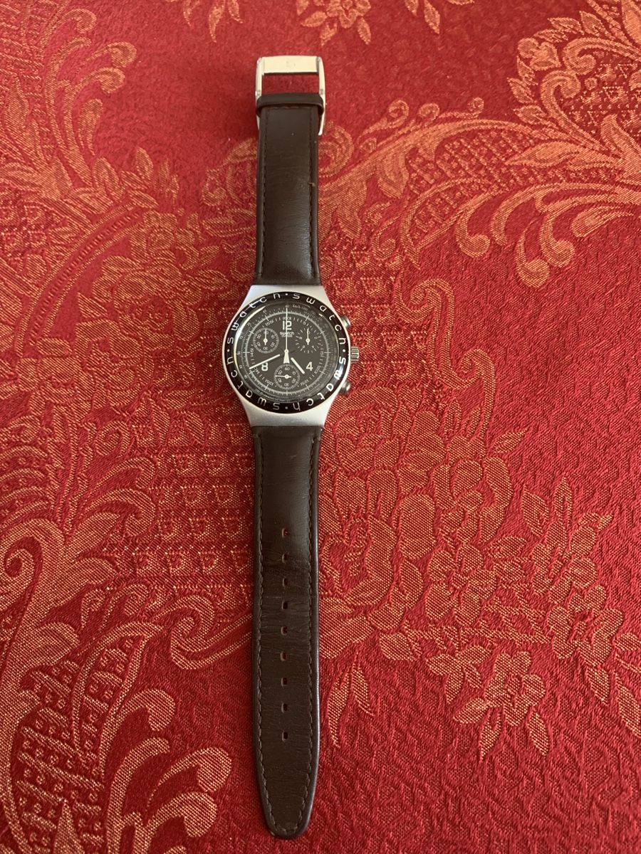 Swatch Orologi: Montre Swatch Chrono , cuir noir, – Usato da Prangins venduto da odermange 1