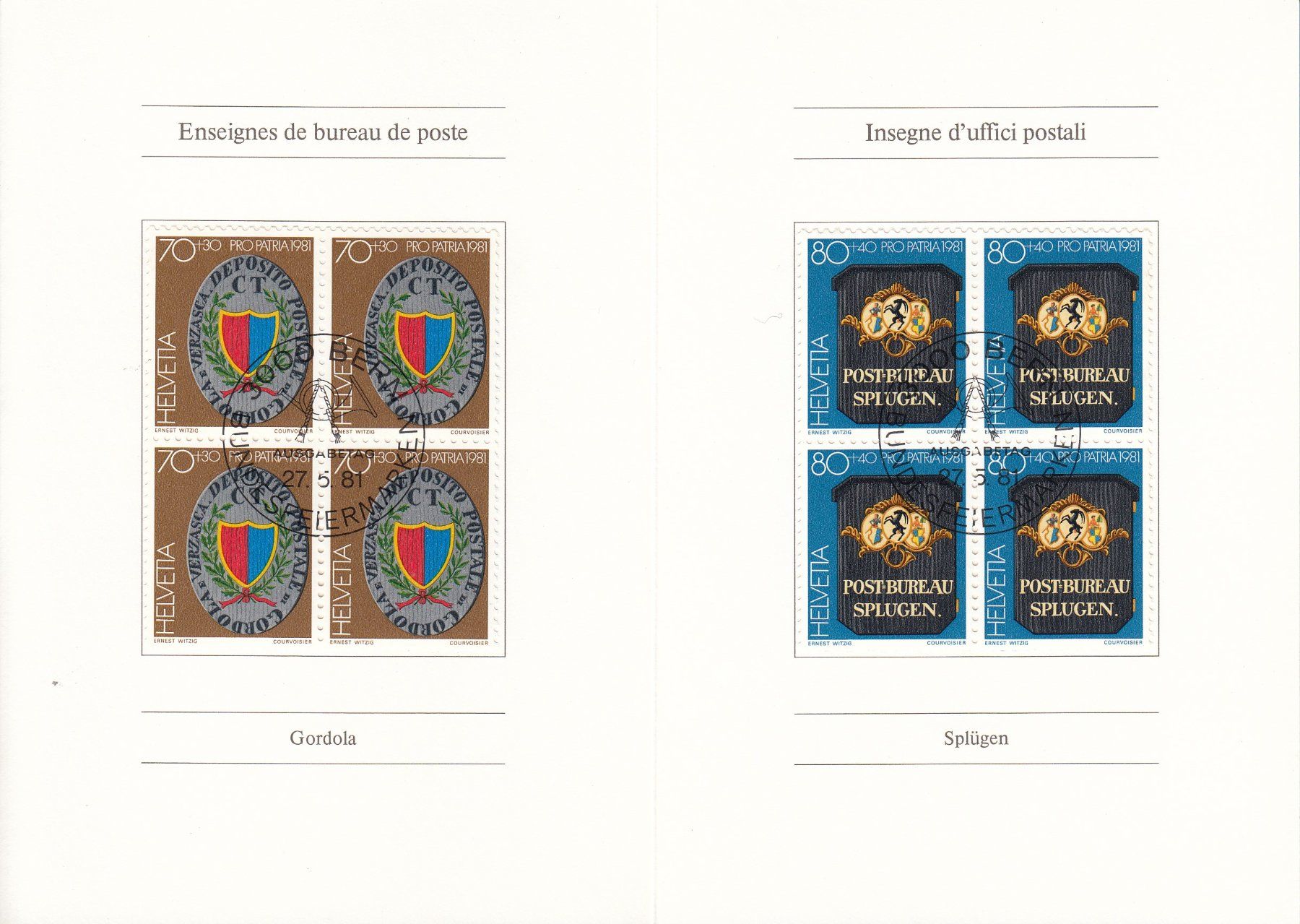 Tutti i francobolli: 1981 Pro Patria 4er Block Serie ET – Usato da Spreitenbach venduto da Mustang_1105 1
