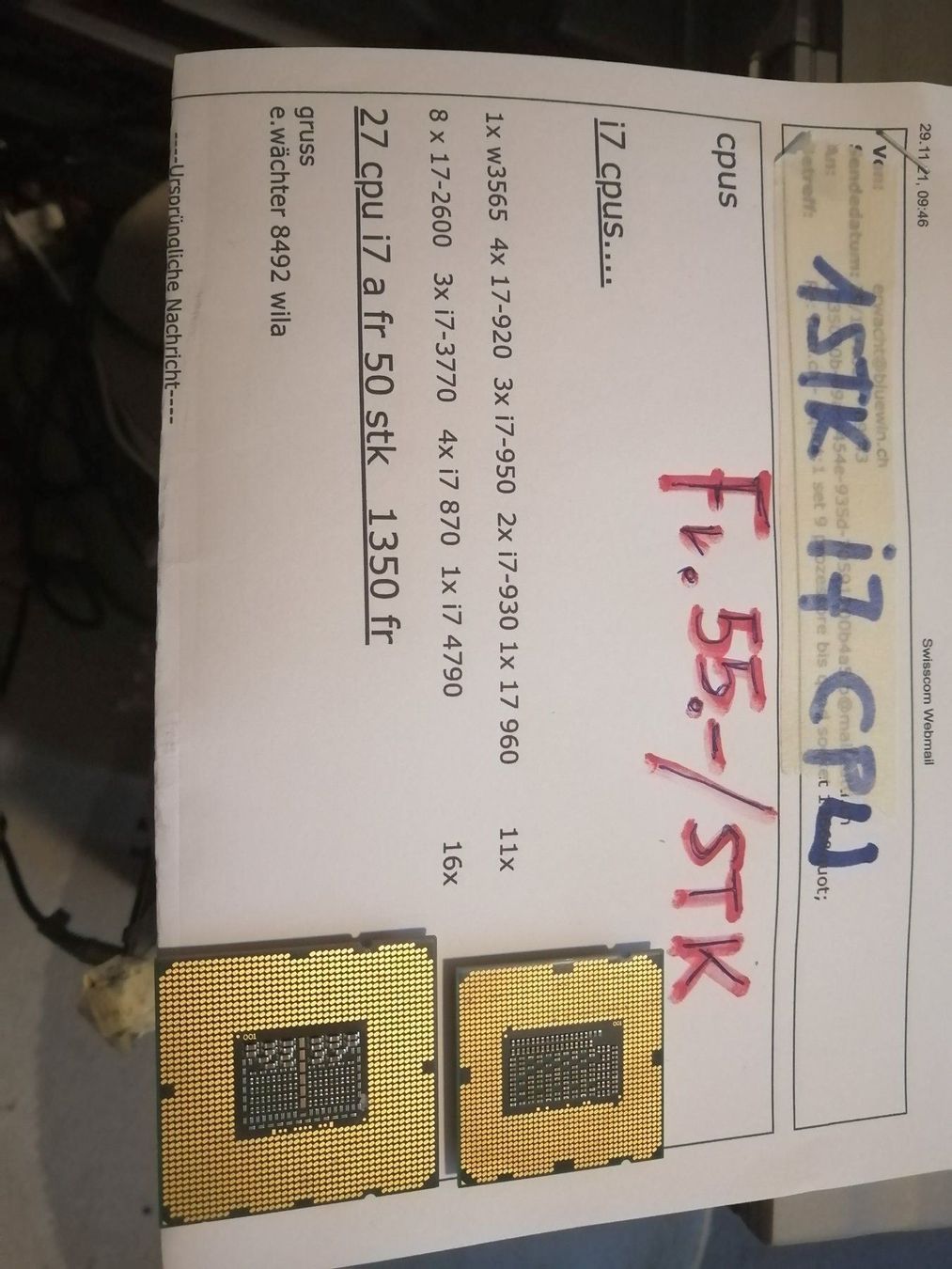 PC: i 1stk i7 cpu diverse typen – Usato da wila venduto da audi48 3