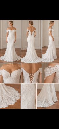 Brautkleid Spitze weiss schulterfrei gebraucht Zustand