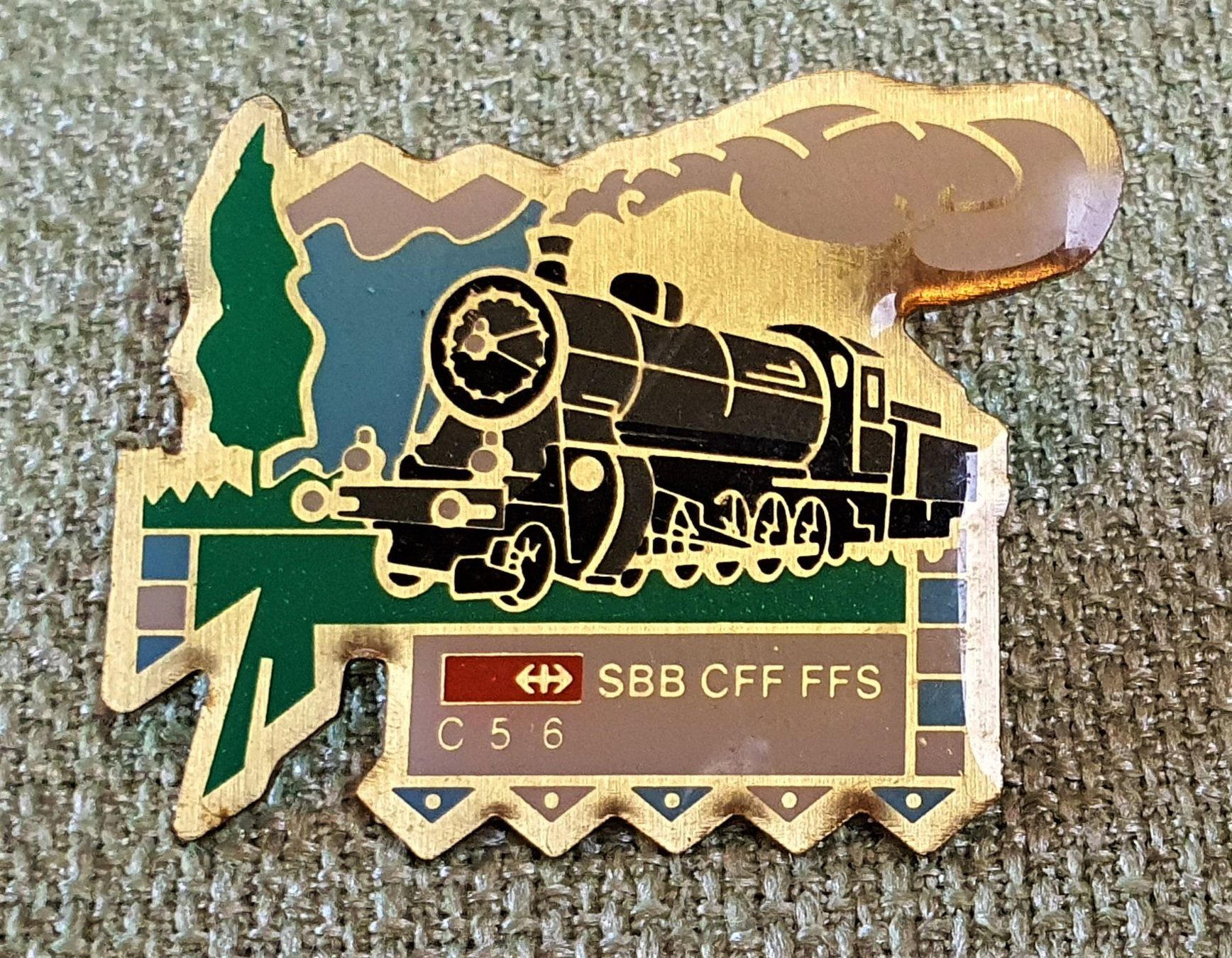 Placchette & Badge: K086 Pin SBB CFF FFS Dampflokomotive C56 – Usato da Reinach BL venduto da Boston-Verkauf