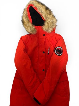 Superdry Damen Parka rot Grösse EU 38 gebraucht