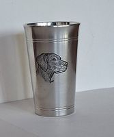 "Vizsla" -Vorstehhund Handgravur auf Zinnbecher