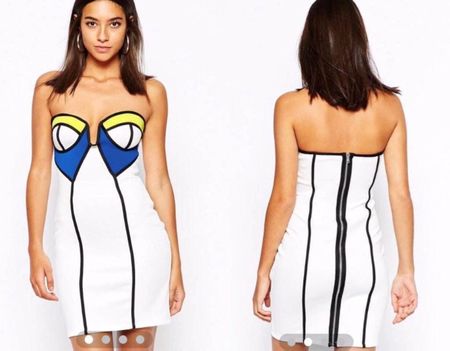 ASOS 💙💛 OH MY scuba dress robe NEW! XS