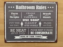 Lustiges Badezimmer Schild, Metall, Vintage Style