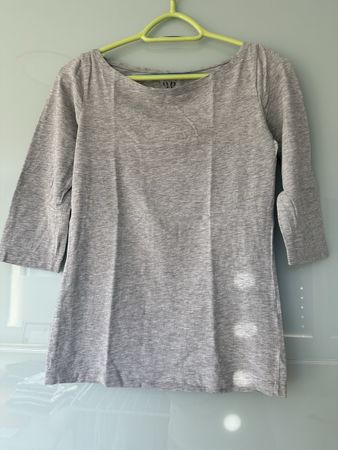 T-shirt manches 3/4 gris chiné, idéal mi-saison – Taille L