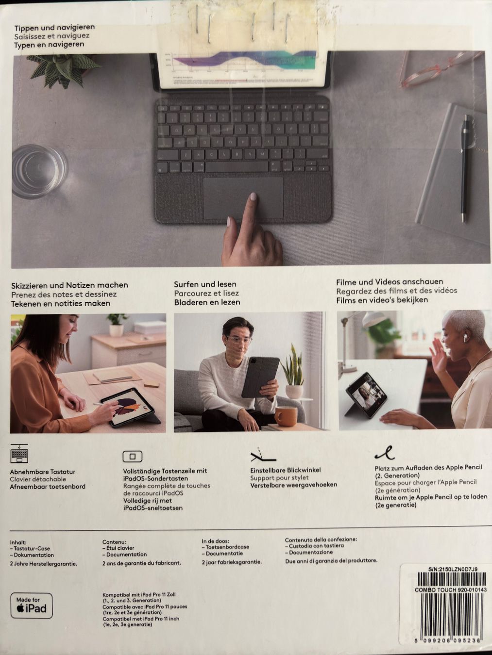 Apple Tastiere: Logitech Combo Touch Tastatur, iPad Pro 11'', mit OVP, neu – Nuovo (secondo la descrizione) da Wettingen venduto da Jasper73 7