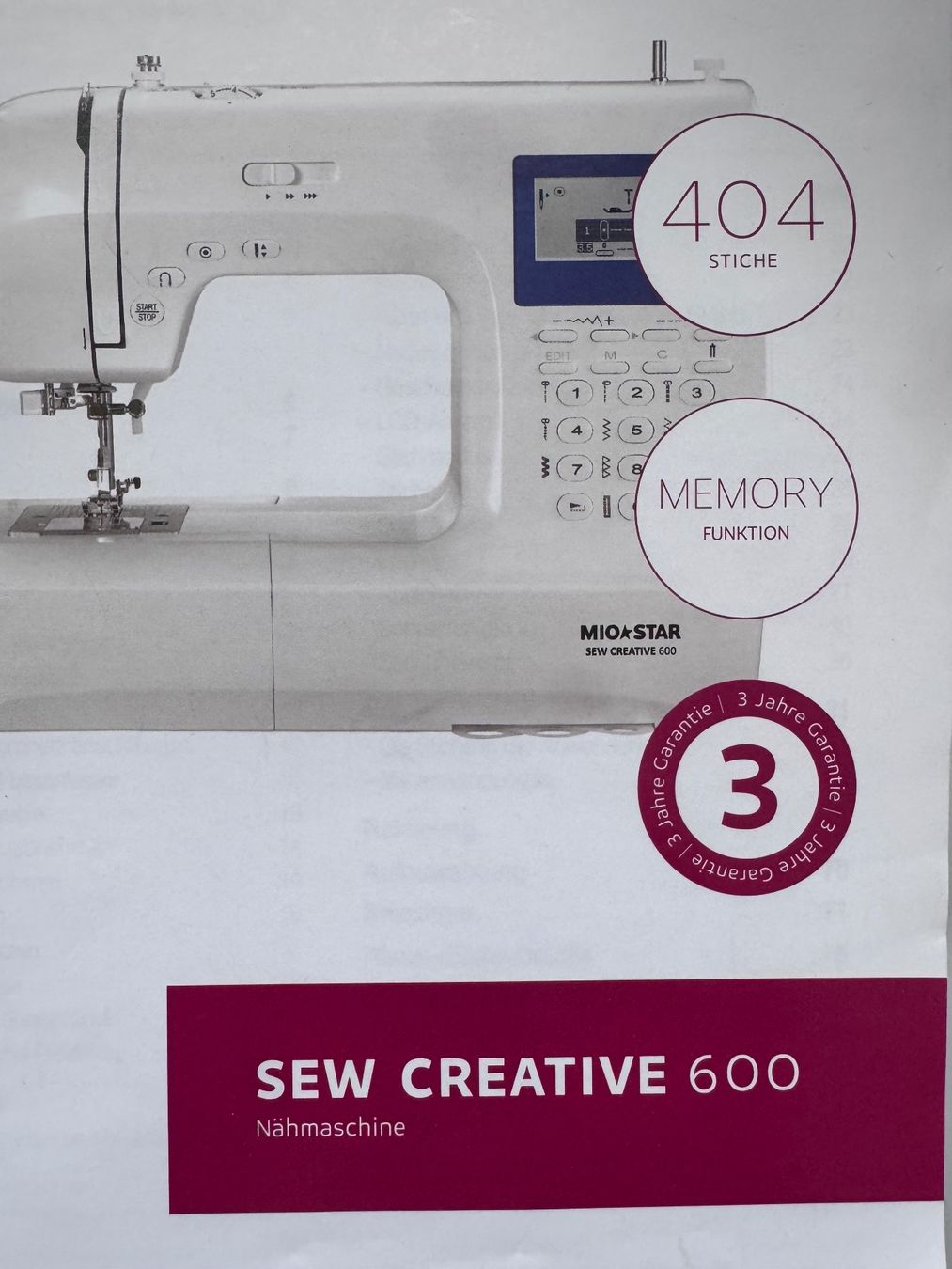Mio Star Nähmaschinen: MIO STAR SEW CREATIVE 600 - Näh-/Stickmaschine – Gebraucht aus Kloten von Cleopatrad 2
