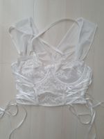 Weisse Bralette geschnürt und verspielt Gr S *neu*