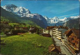 Ca. 1961 AK Wengen mit Jungfrau, Grosshorn, Breithorn