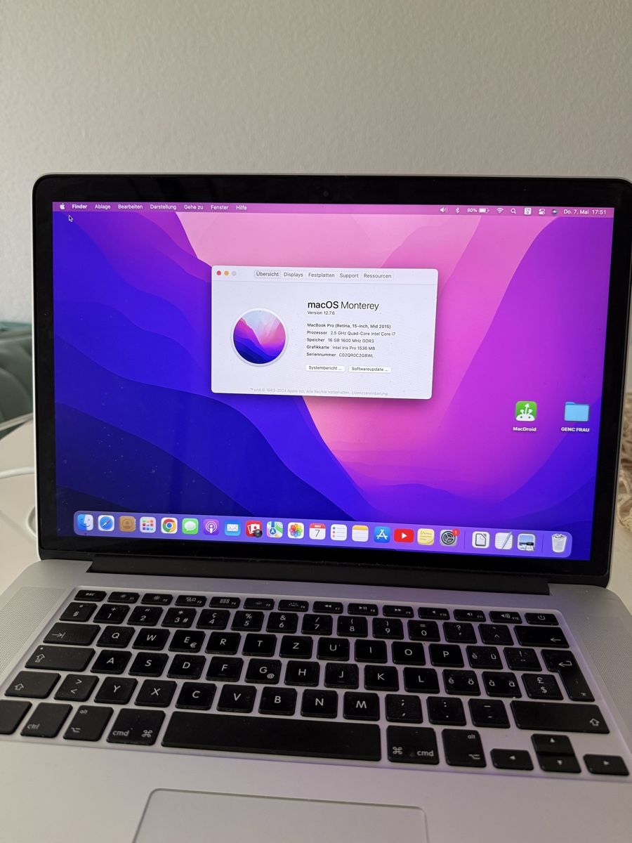 Apple Notebook: MacBook Pro Retina, 15-inch, Mid 2015 – Usato da Rüfenacht BE venduto da Users 4