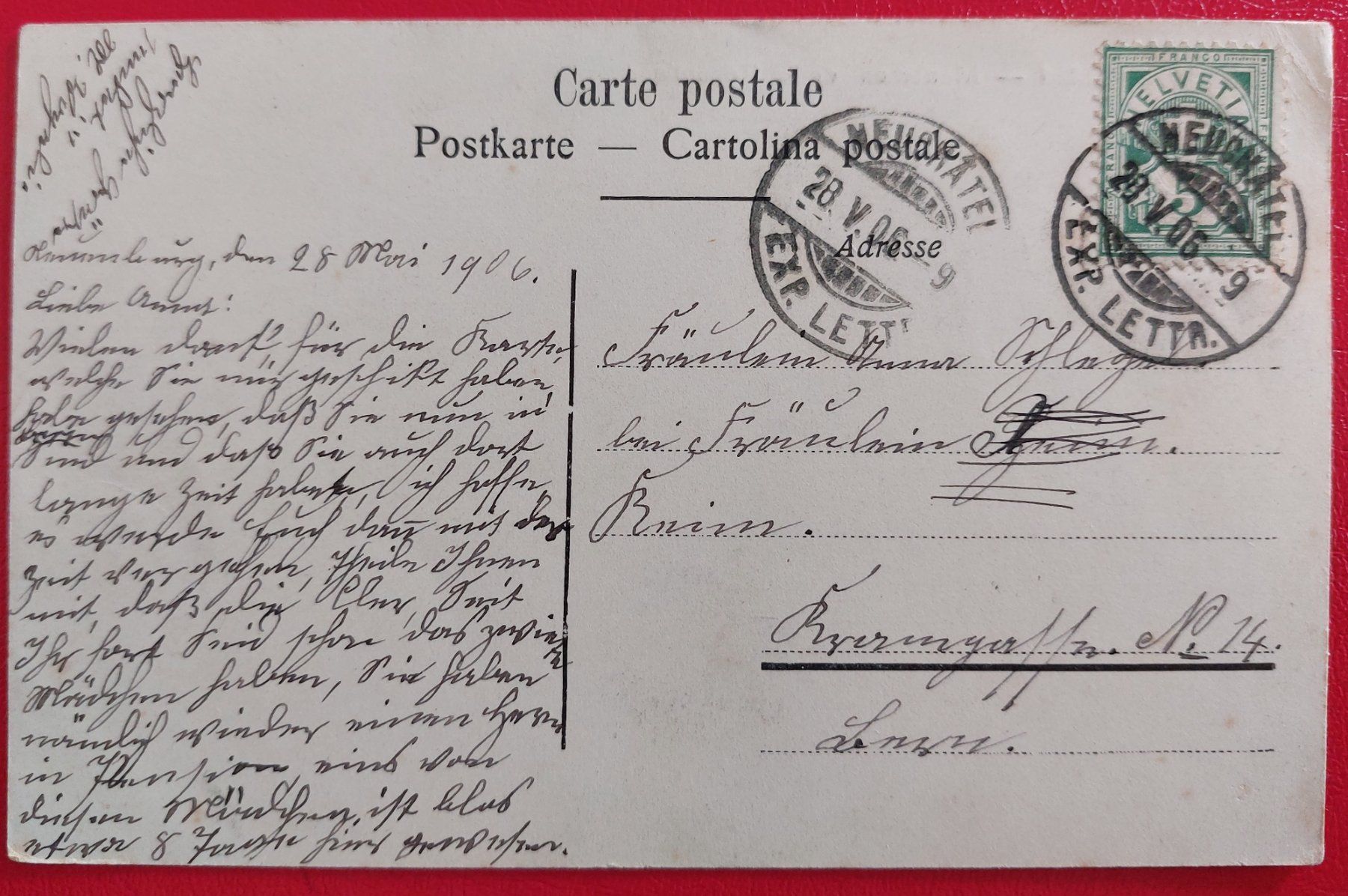 Cartoline postali: Neuchâtel - Monument de la République 1906 – Usato da St-Légier-La Chiésaz venduto da Theo005 1