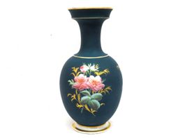 Vase vieux Paris porcelaine decor fleurs et fond mat