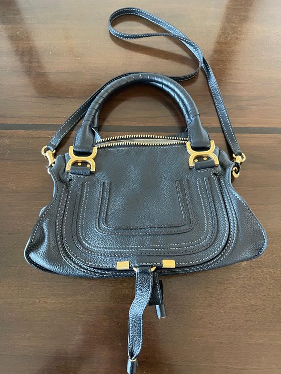 Sac bandoulière Chloé Marcie noir, cuir grainé, parfait état (D