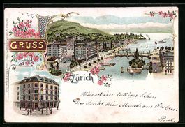 Litho Zürich, Teilansicht mit Brücke, 