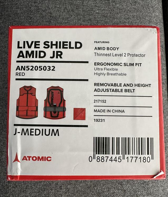 Gilet Paraschiena Atomic Live Shield Amid Jr