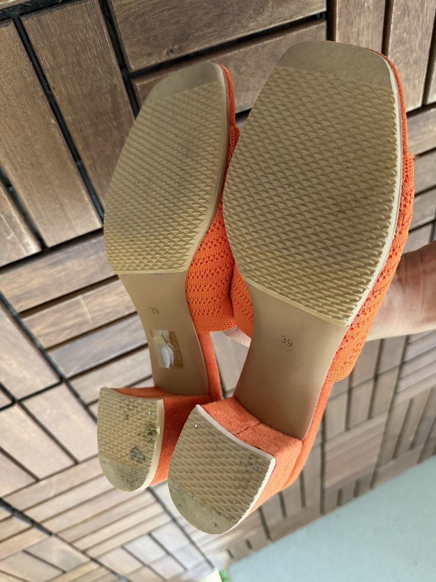 Damenschuhe: Sandaletten orange Gr. 39 mit Blockabsatz – Gebraucht aus Jona von Good_luck_ 5