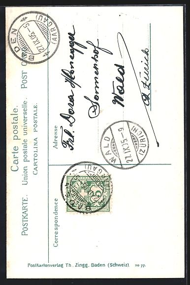 Cartoline postali: AK Baden, Ortspartie mit Schartenfels – Usato da Berlin venduto da bartko-reher 1