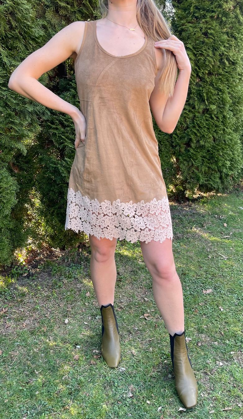Vestiti: Glamour Abito in Pelle Ecco scamosciata  con pizzo – Nuovo (secondo la descrizione) da Gordevio venduto da LanaZimm 4