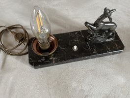 Table lamp deer sculpture marble base metal figurine art dec