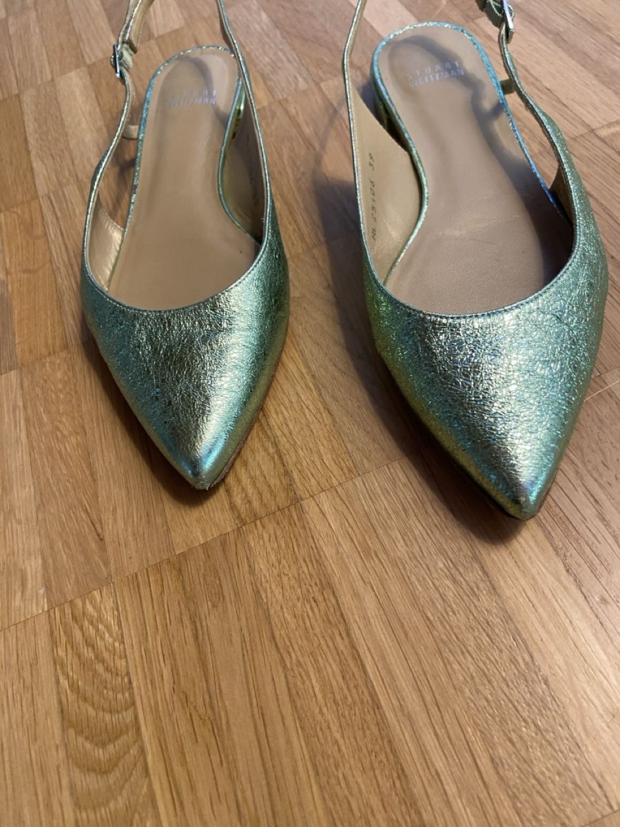 Stuart Weitzman Damenschuhe: Stuart Weitzman Metallic Crackle Leather Slingback Flats – Gebraucht aus Münchenstein von B771 2