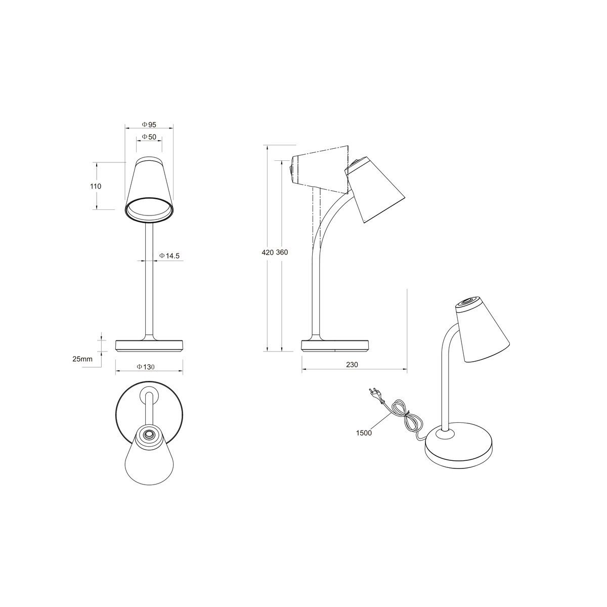 Lampade: LED Tischleuchte, Beige, 36 cm Höhe – Nuovo (secondo la descrizione) da Kreuzlingen venduto da Smart-Light 4