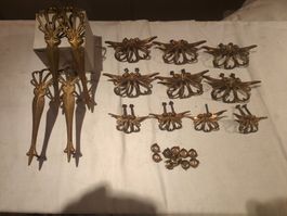 Möbelgriffe Messing Set ornamentiert guter Zustand antik