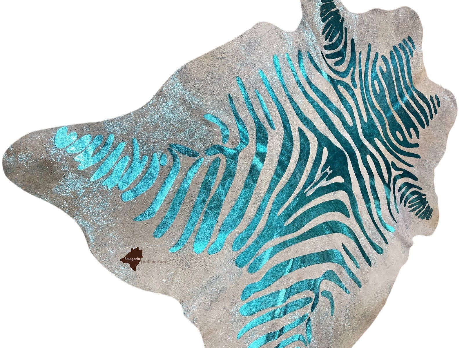 Tappeti: Kuhfell Teppich Zebra Turquoise Metal – Nuovo e nell'imballaggio originale da Arbedo venduto da patagonialeatherrugs 1