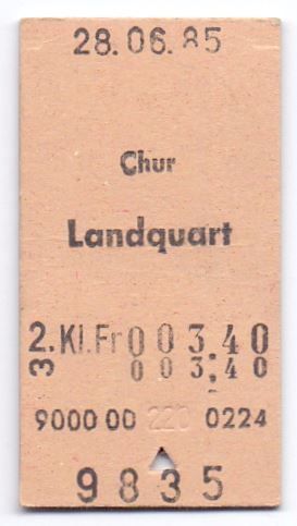 Biglietti: Billette Chur - Landquart – Usato da Langenthal venduto da Sammlungs_aus
