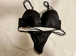 Intimissimi Dessous Set schwarz mit Leo Muster gebraucht