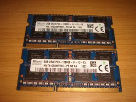 2 stück 8gb ddr3 12800 (1600) 1.5v sodimm für laptop