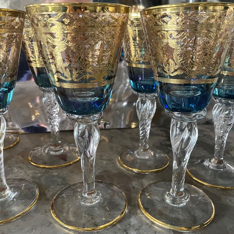 4 Verres De Mer En Verre Avec Poissons Décorés - Bordure Bleue | Décoration Intérieur, Apéritif, Maison Plage Lot De 4 Verres Bord Bleu