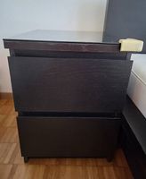 2x IKEA MALM Nachttische in Schwarz mit Glas