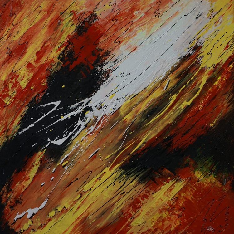 Abstraktes Gemälde 50x75cm | Handgemalt Auf Leinwand | 3D-Effekt & Holzrahmen | Dekoration Für Wohnzimmer & Schlafzimmer