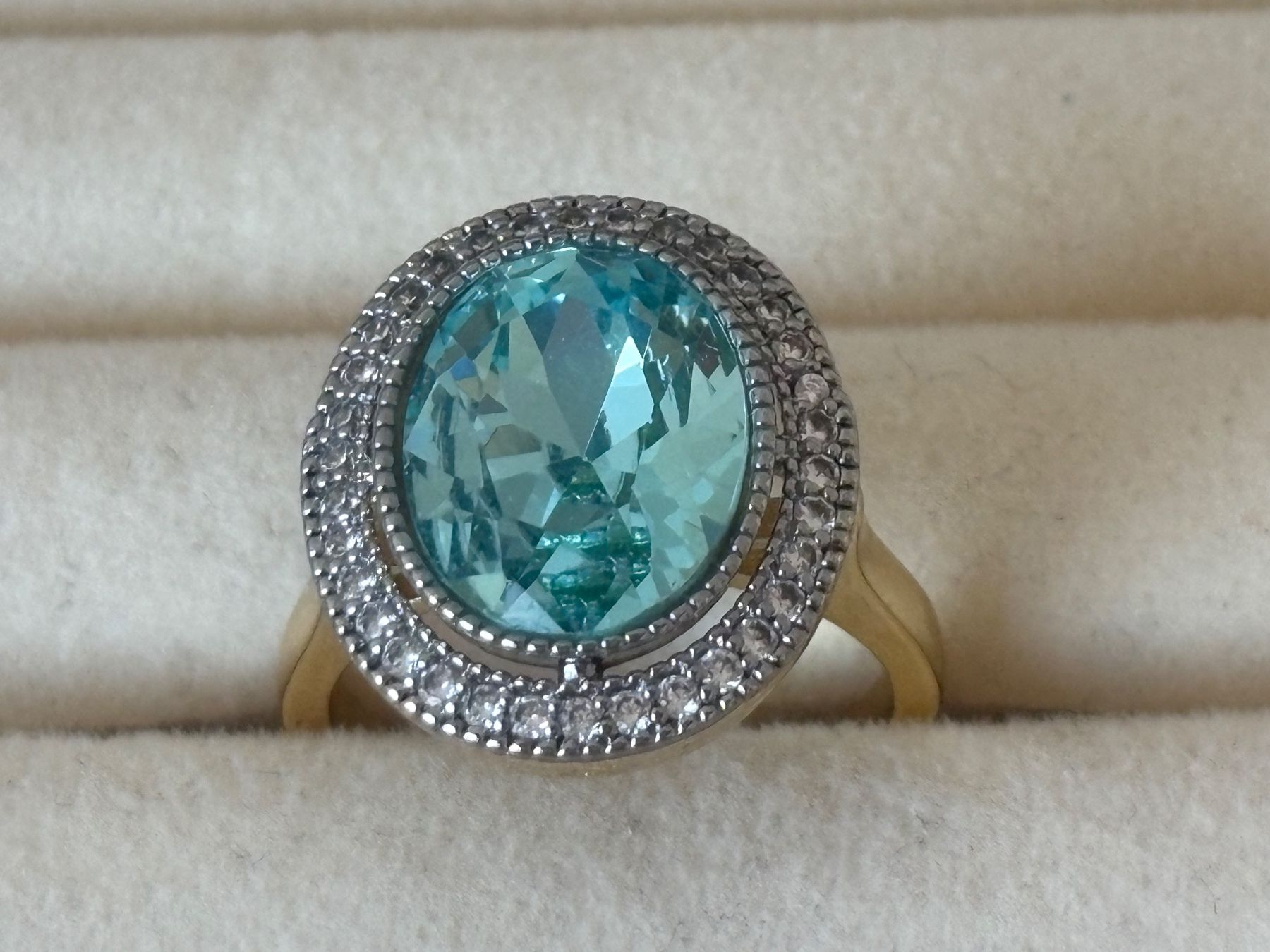 Bagues: Luxus Elegante Gr.18/8 Ring Farbe: Gold/hellblau – Neuf (Voir description) à Biel-Bienne par Roserosse13 2