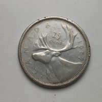 Kanadische 25 Cent Silbermünze 1957