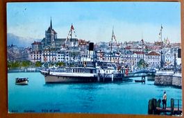 Genève - Bateau vapeur au débarcadère 1910