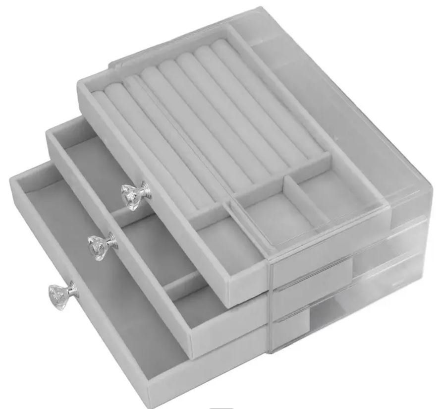 Schmuckkästen: Schmuck Box mit 3 Schubladen (grau) – Neu und originalverpackt aus Langenbruck von Gumsi 1