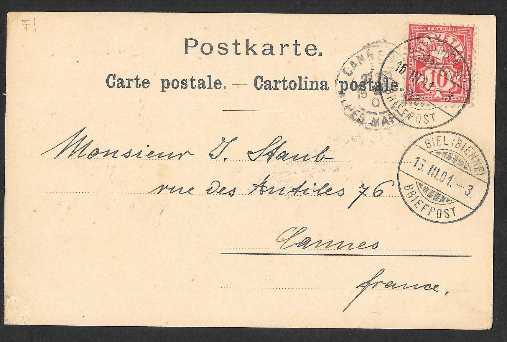 Cartoline postali: Biel - Bienne Künstlerkarte – Usato da Olten venduto da clotaldi 1