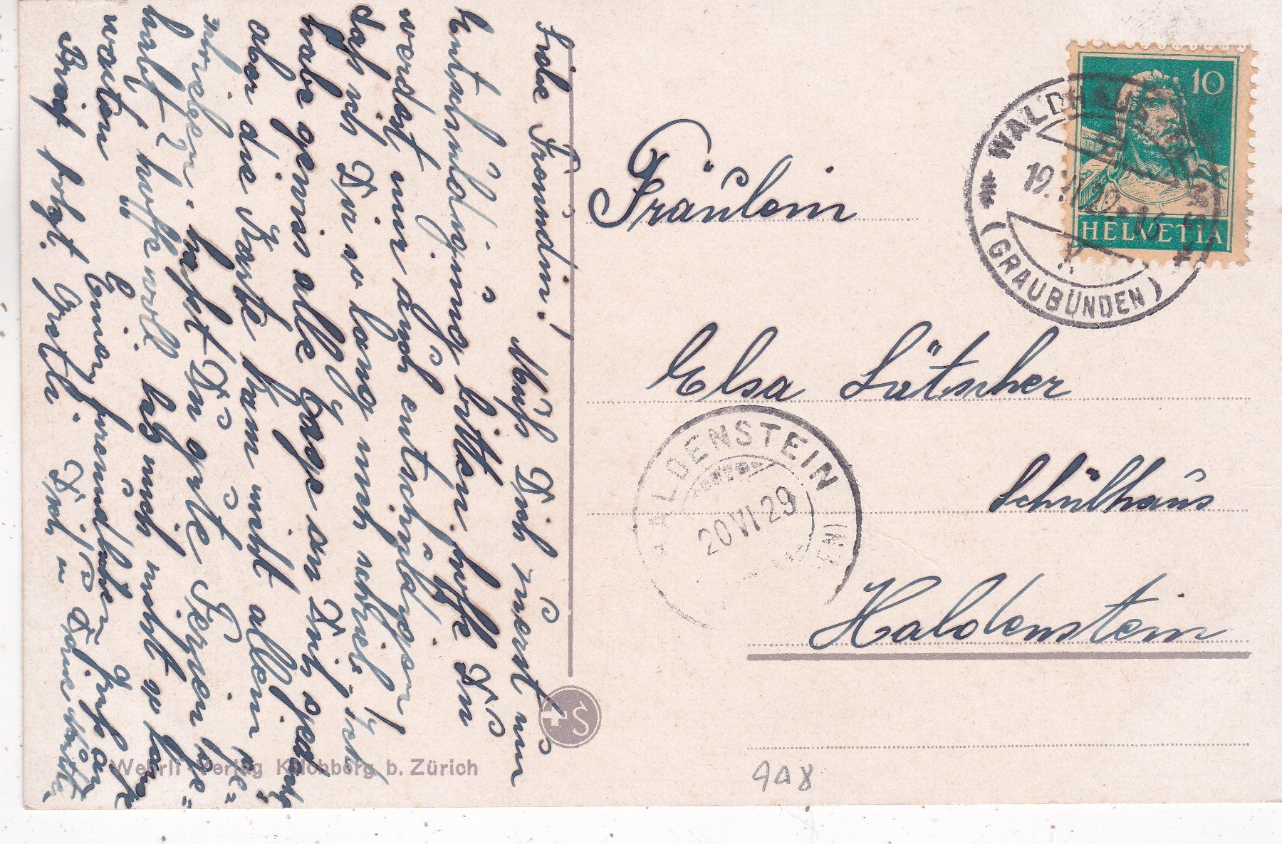 Cartoline postali: Flims Waldhäuser 1929 – Usato da Herisau venduto da Lisegrat2008 1