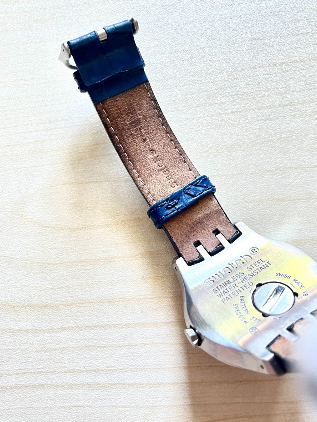 Swatch Orologi: Swatch Uhr Herren blau Leder – Usato da Grenchen venduto da chththl 6