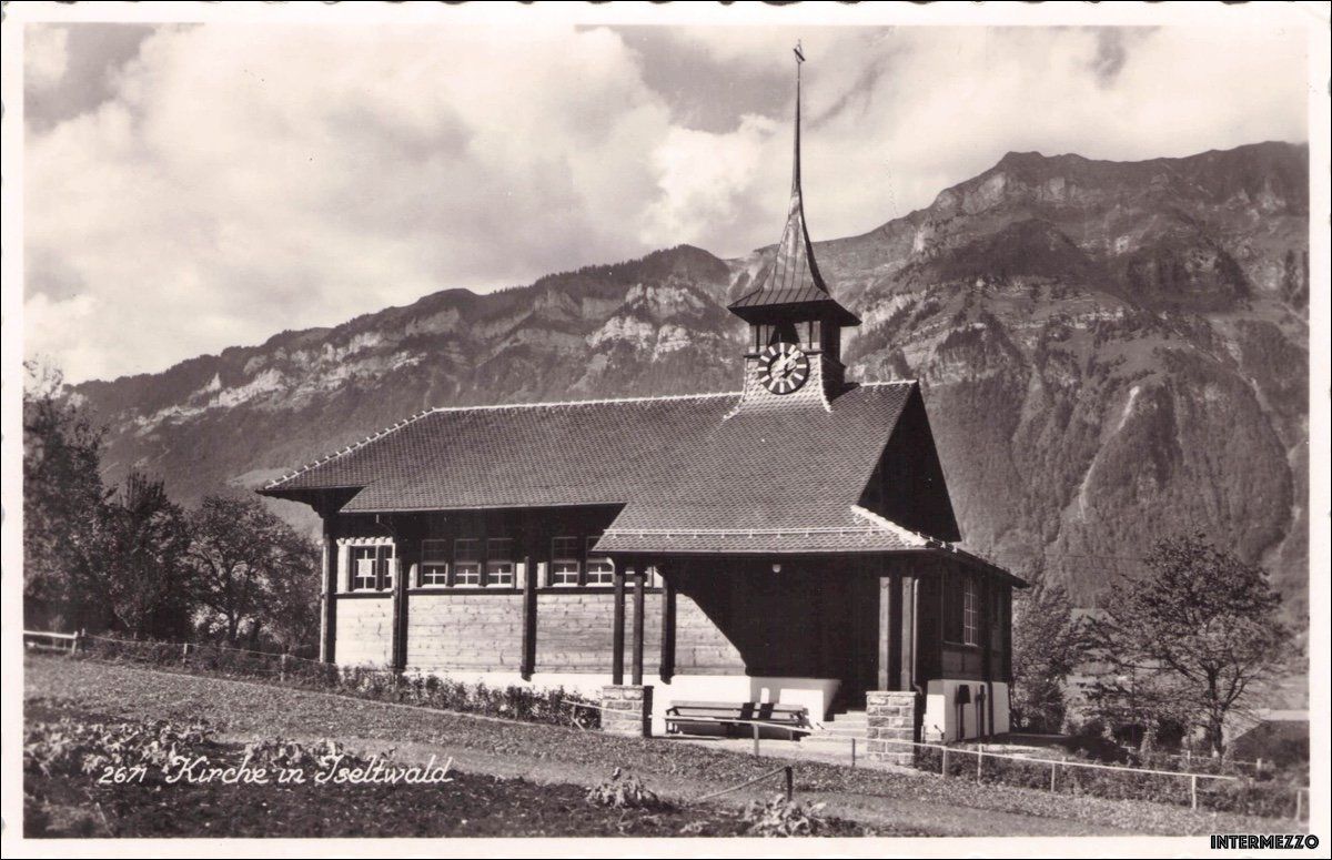 Cartoline postali: Iseltwald BE // 1957 Kirche – Usato da Basel venduto da intermezzo12
