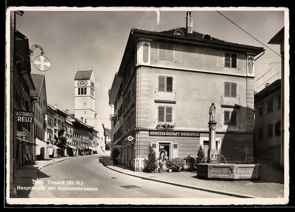 Ansichtskarten: Uznach /St. G., Hauptstrasse mit Antoniu – Gebraucht aus Berlin von bartko-reher