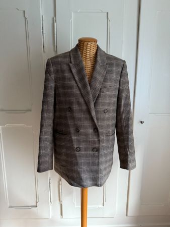 ZARA- Longblazer beige kariert M