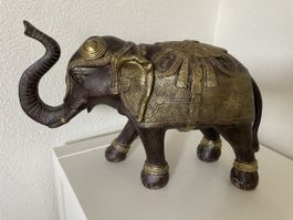 Dekofigur Elefant Metall verziert gebraucht