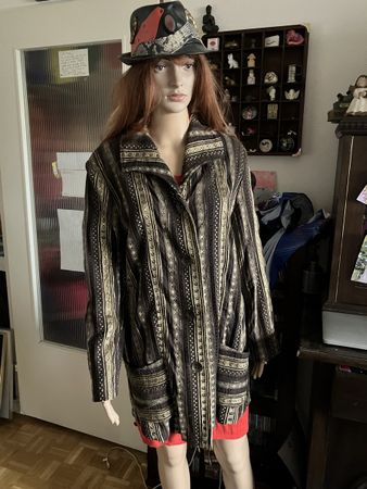 Chaloux Damen Mantel braun gold gemustert Gr. 44