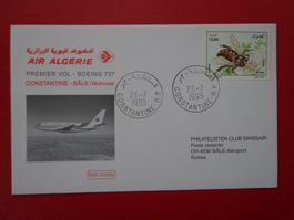 Lettre Brief 1995 FLUGPOST ERSTFLUG Constantine - Bâle