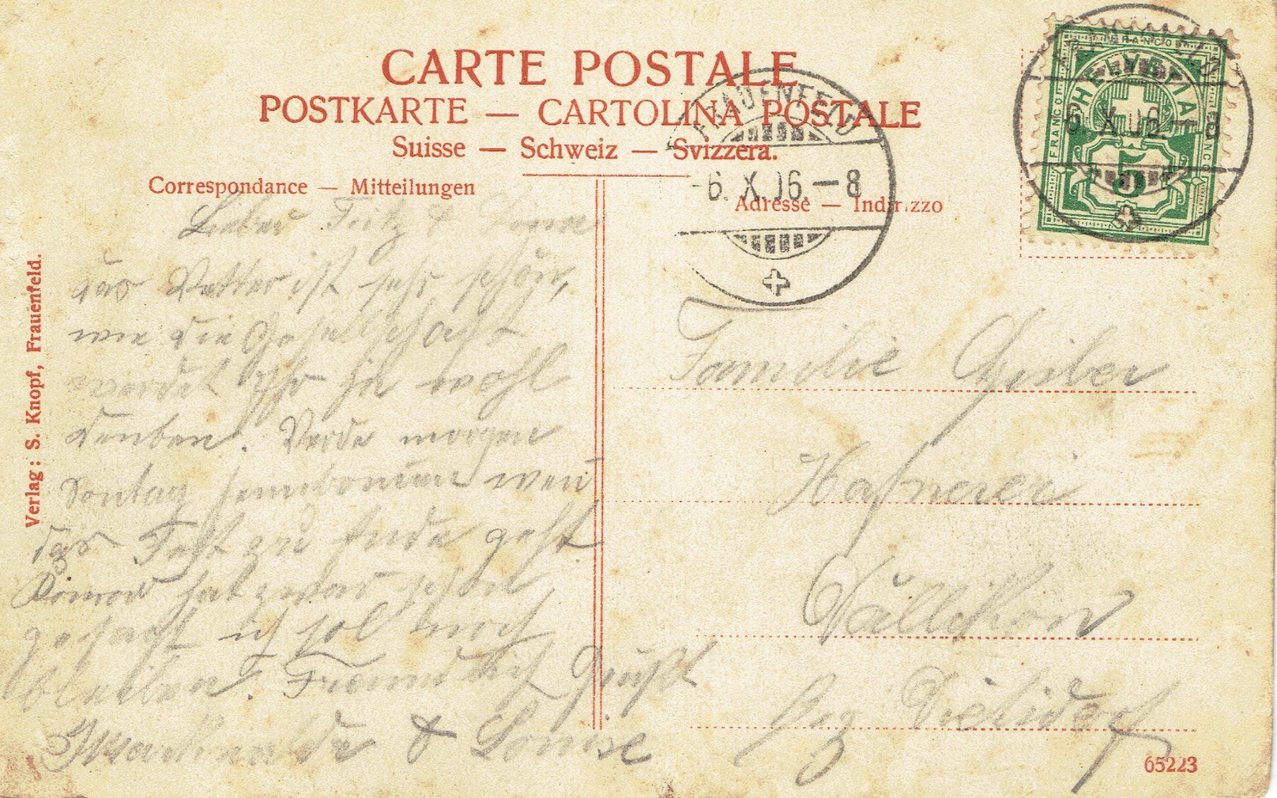 Cartoline postali: Frauenfeld TG, um 1912 – Usato da Otelfingen venduto da Schmitte9 1