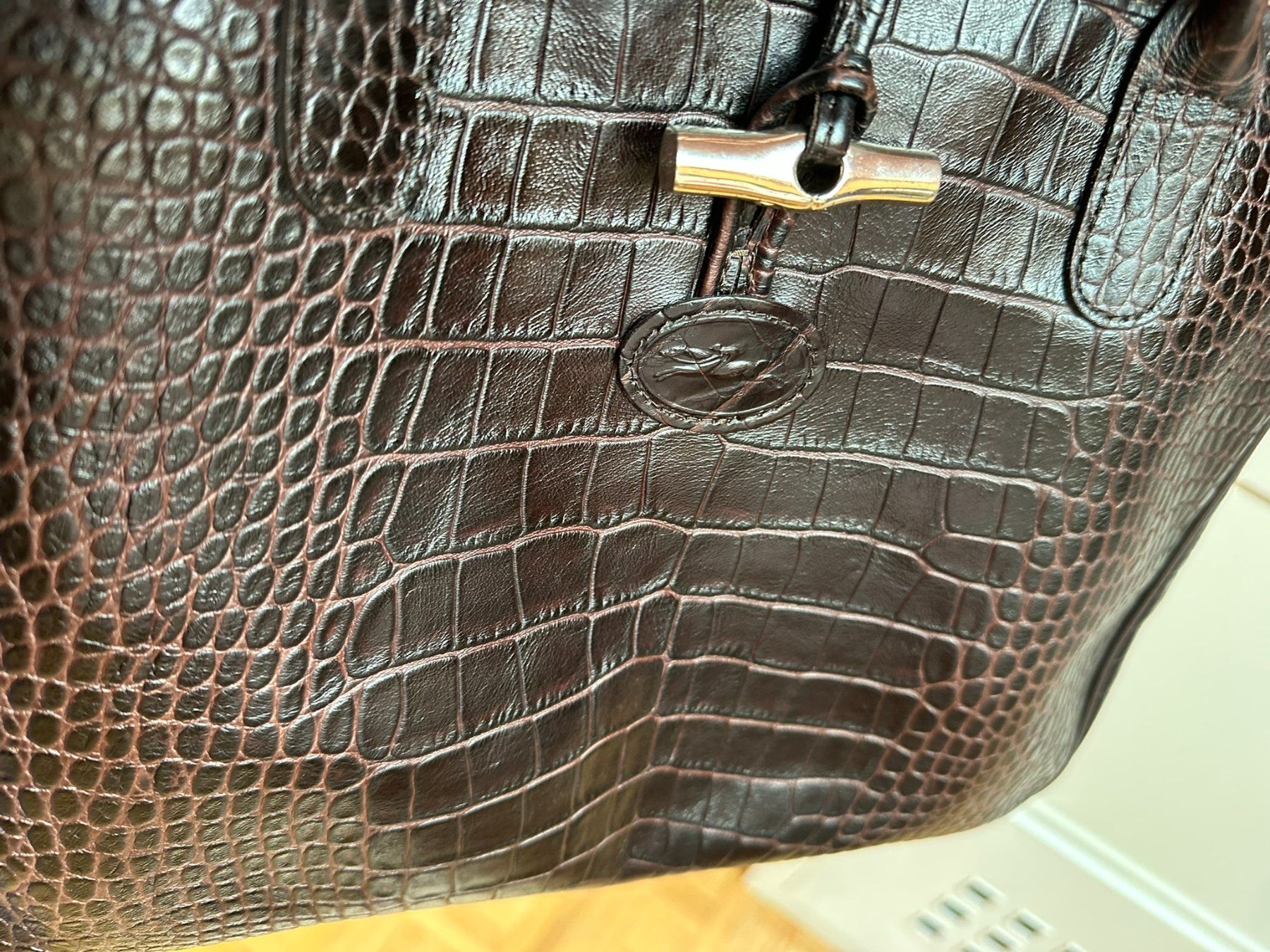 Longchamp Sacs femmes: Sac Longchamp Roseau - Cuir Croco marron. – D'occasion à Bernex par euma1976 5