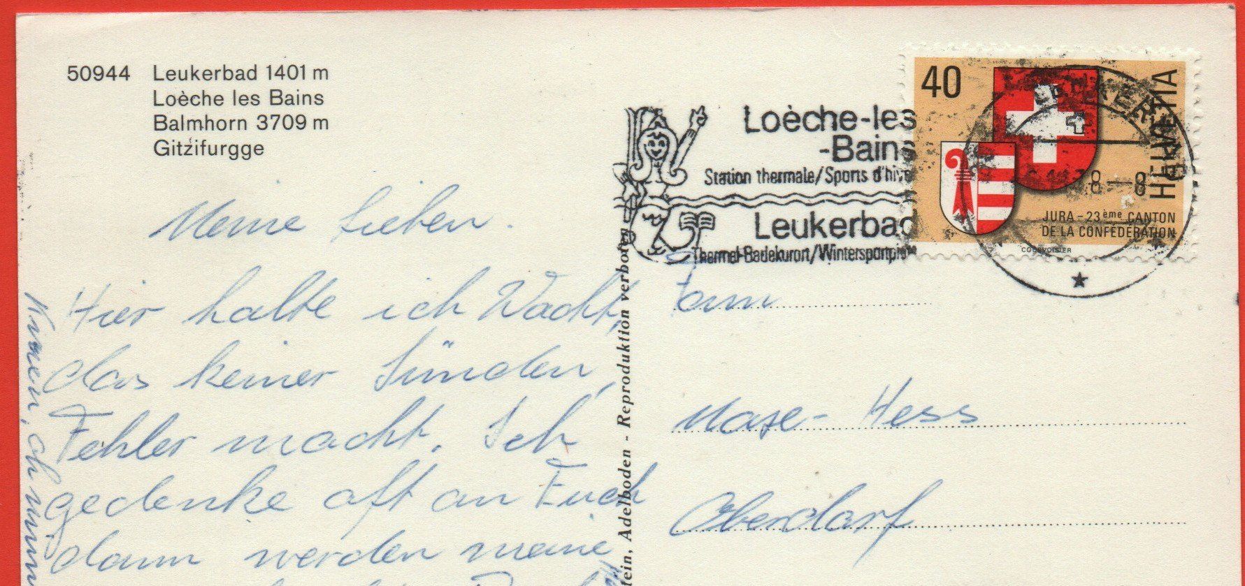 Cartoline postali: LEUKERBAD Balmhorn - Gitzifurgge – Usato da Jona venduto da philajona 1